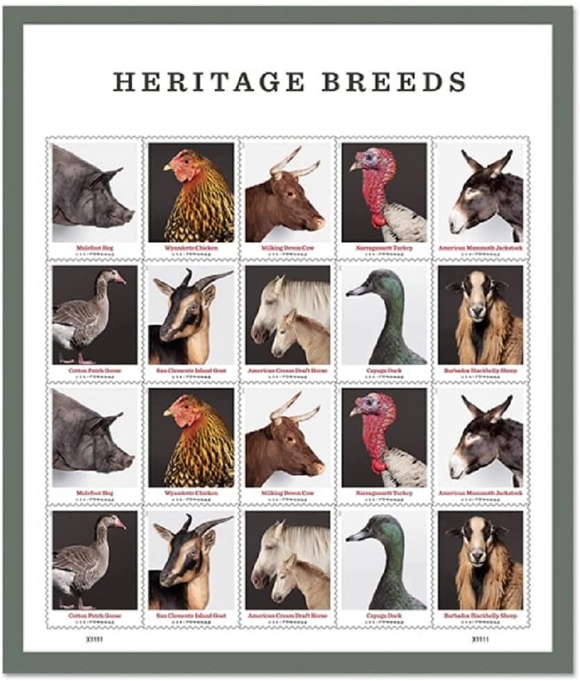 U.S. Potage Stamps Featuring Heritage Breeds - pre-Industrial Breeds of Farm Animals