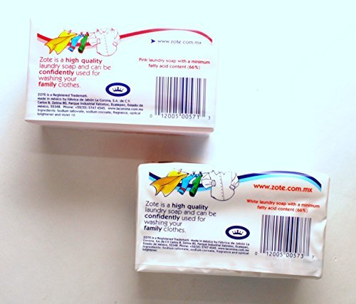 Zote Laundry Bar Soap Variety Pack - White and Pink - 2 Bars