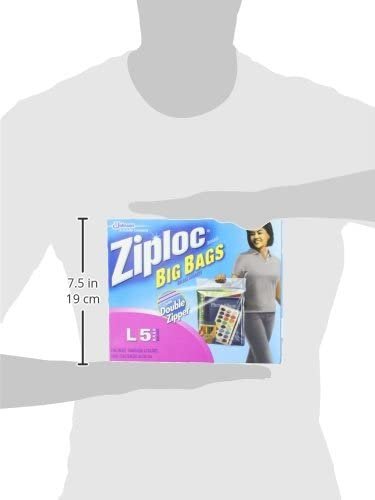 Ziploc Big Bag Double Zipper, Large, 5 Count