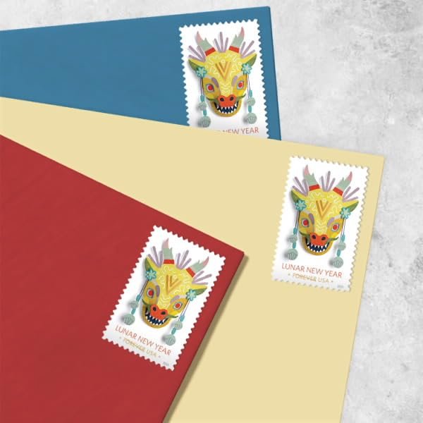 United States Postal Service Lunar New Year: 2024 Year of The Dragon, Sheet of 20 Postage Stamps