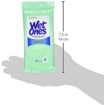 Wet Ones Moist Towelette for Sensitive Skin, Travel Pack, 15-Count
