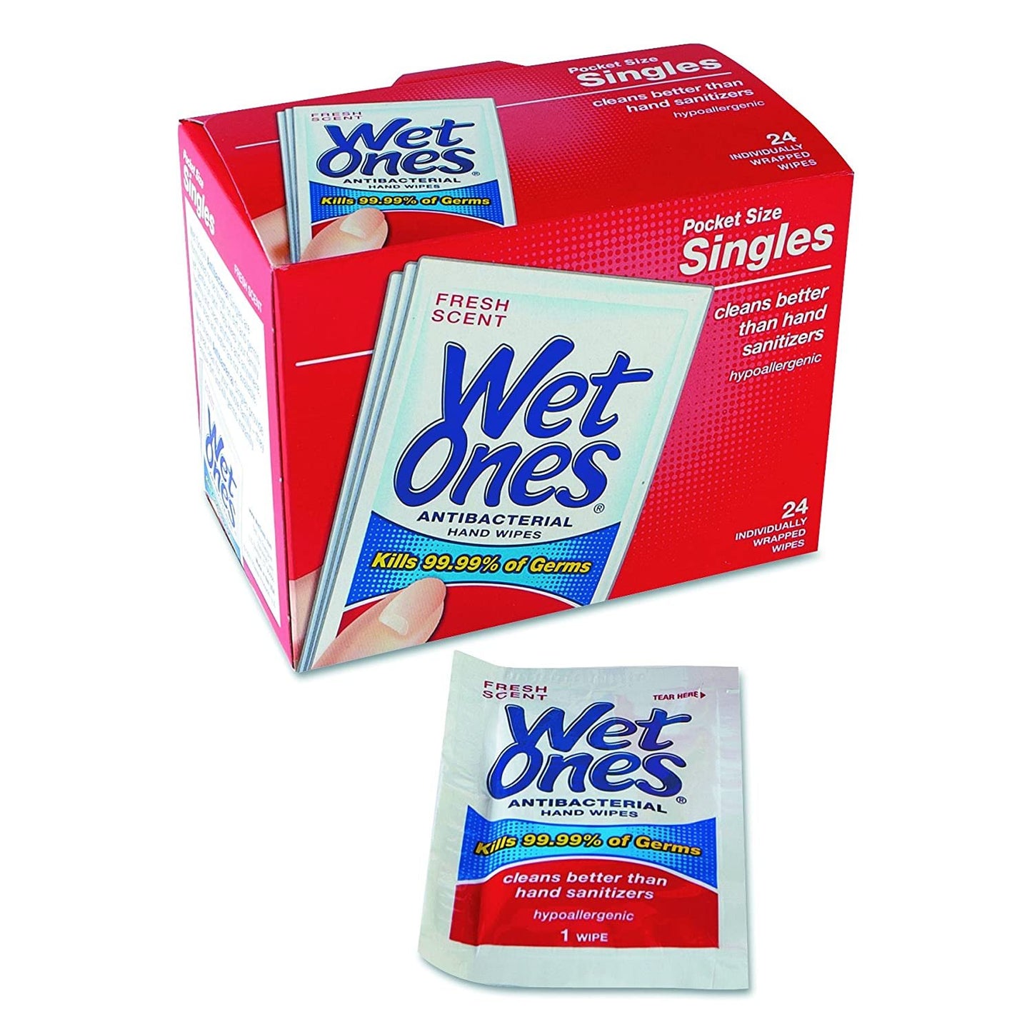 Wet Ones 4723 Antibacterial Moist Towelettes, 5 x 7 1/2, White, 1-Ply, 240 Wipes per Carton