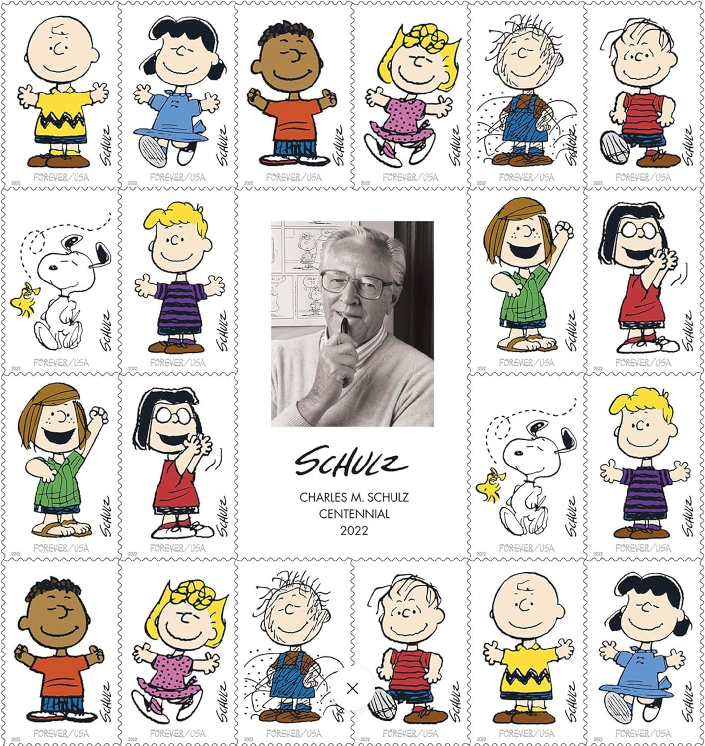 United States Postal Service Charles M. Schulz First Class Forever Stamps 2022-1 Sheet / 20 Pcs