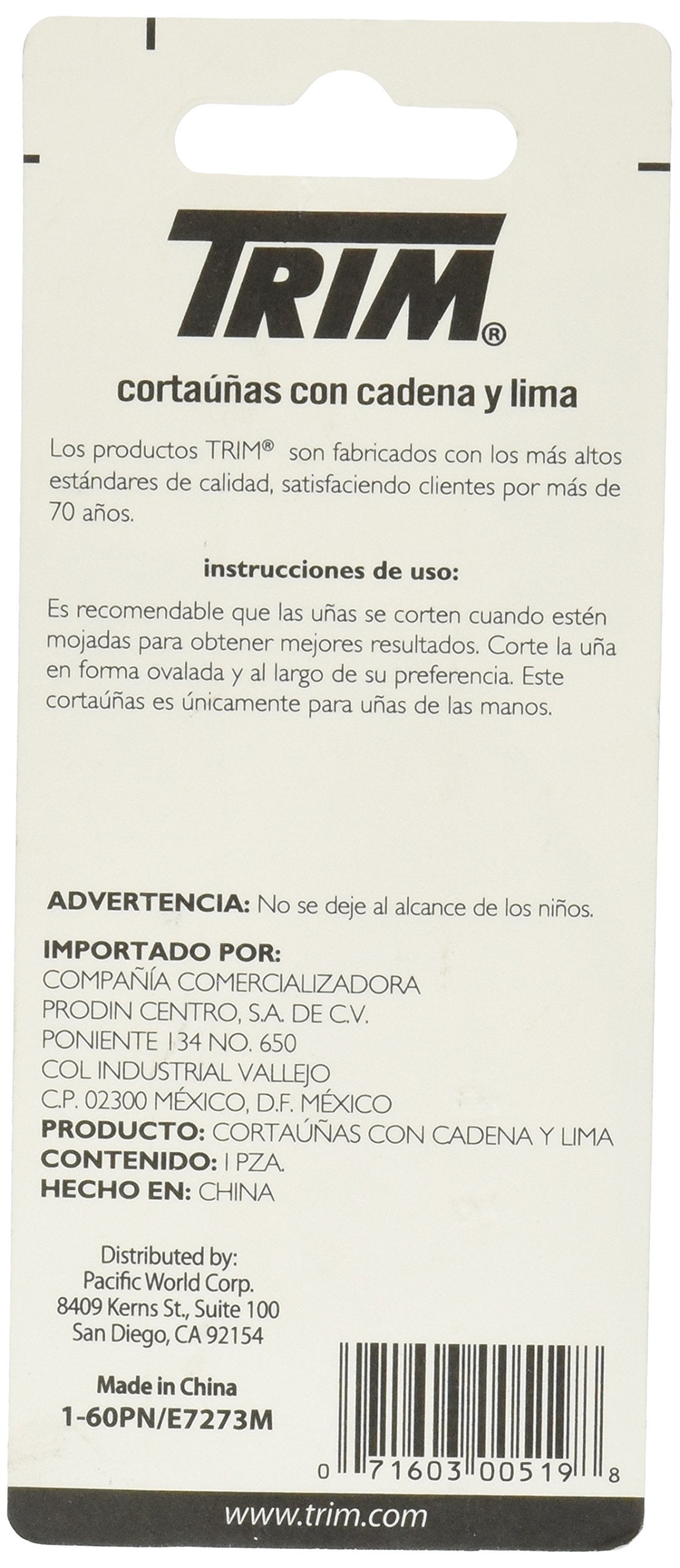 Trim Fingernail Clipper W/File+Chain