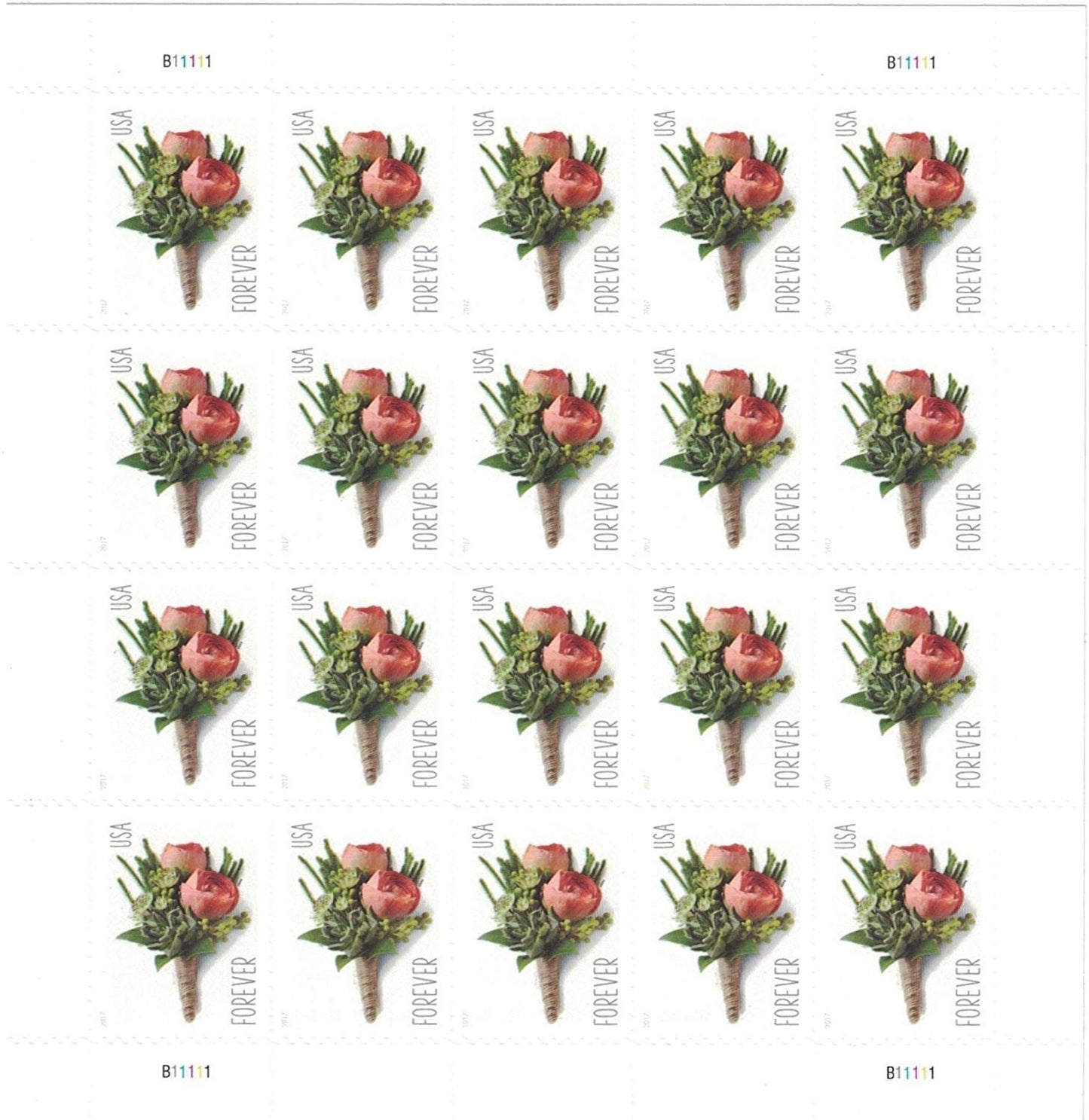 USPS Celebration Boutonniere Forever Stamp (2 Sheets, 40 Stamps)