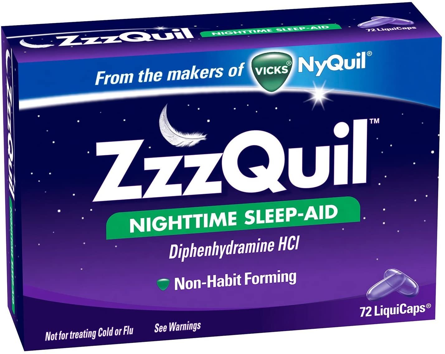 ZzzQuil Nighttime Sleep-Aid Liquicaps 72 Count