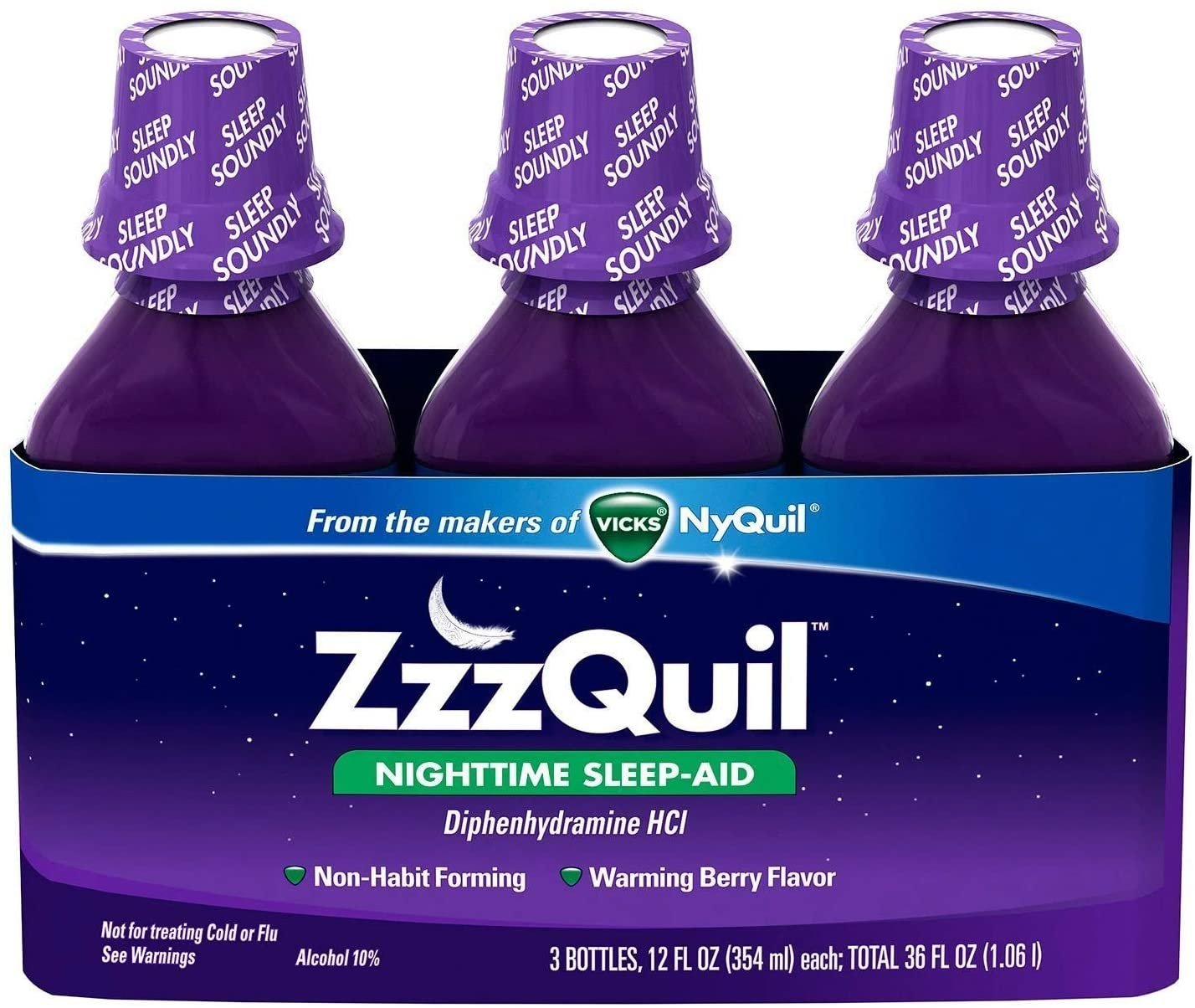ZzzQuil vbn Nighttime Sleep-Aid - Berry Flavor, 2 Pack of 3 (12 fl. Oz)