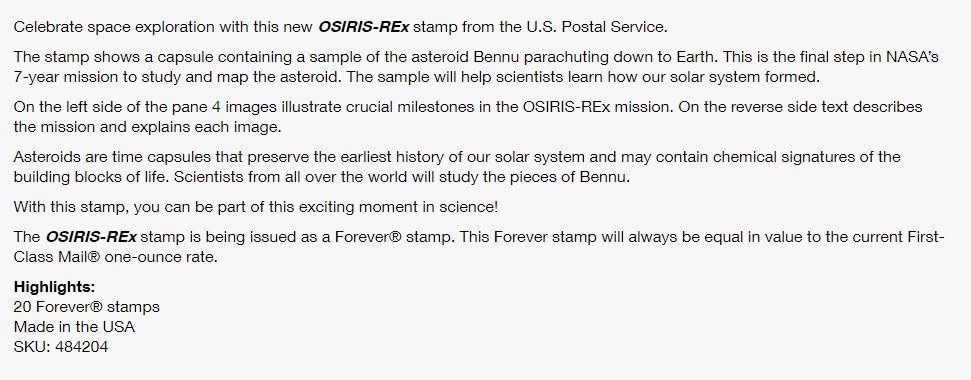 USPS Osiris-REx