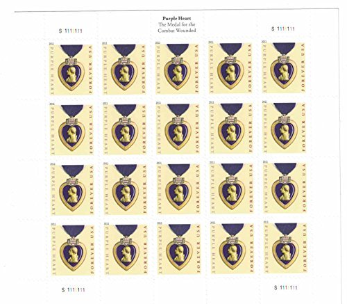 USPS Purple Heart Forever Stamps - 100 Stamps (5 Sheets of 20)
