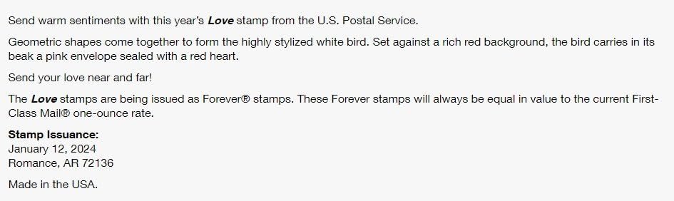USPS Love 2024