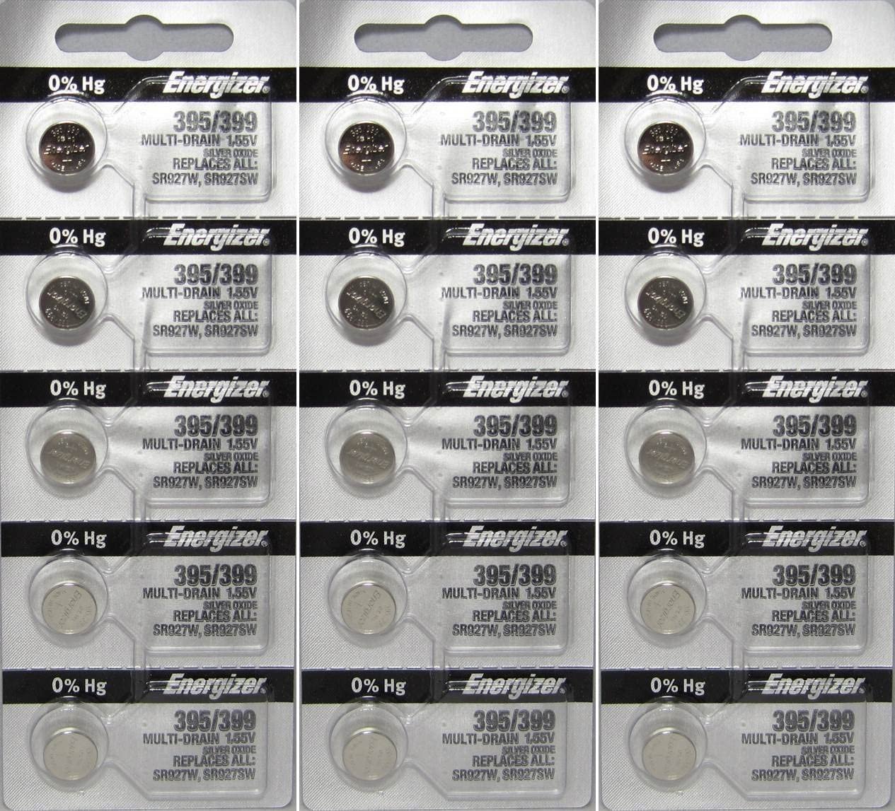 Energizer 395/399 Silver Oxide Batteries (SR927W / SR927SW)