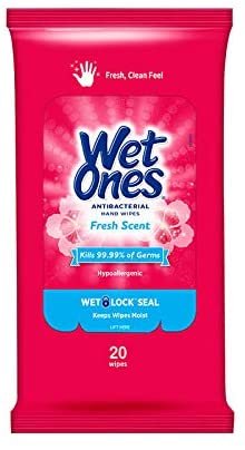 WET ONES Antibacterial Hand Wipes, Fresh Scent 20 ea (Pack of 4)