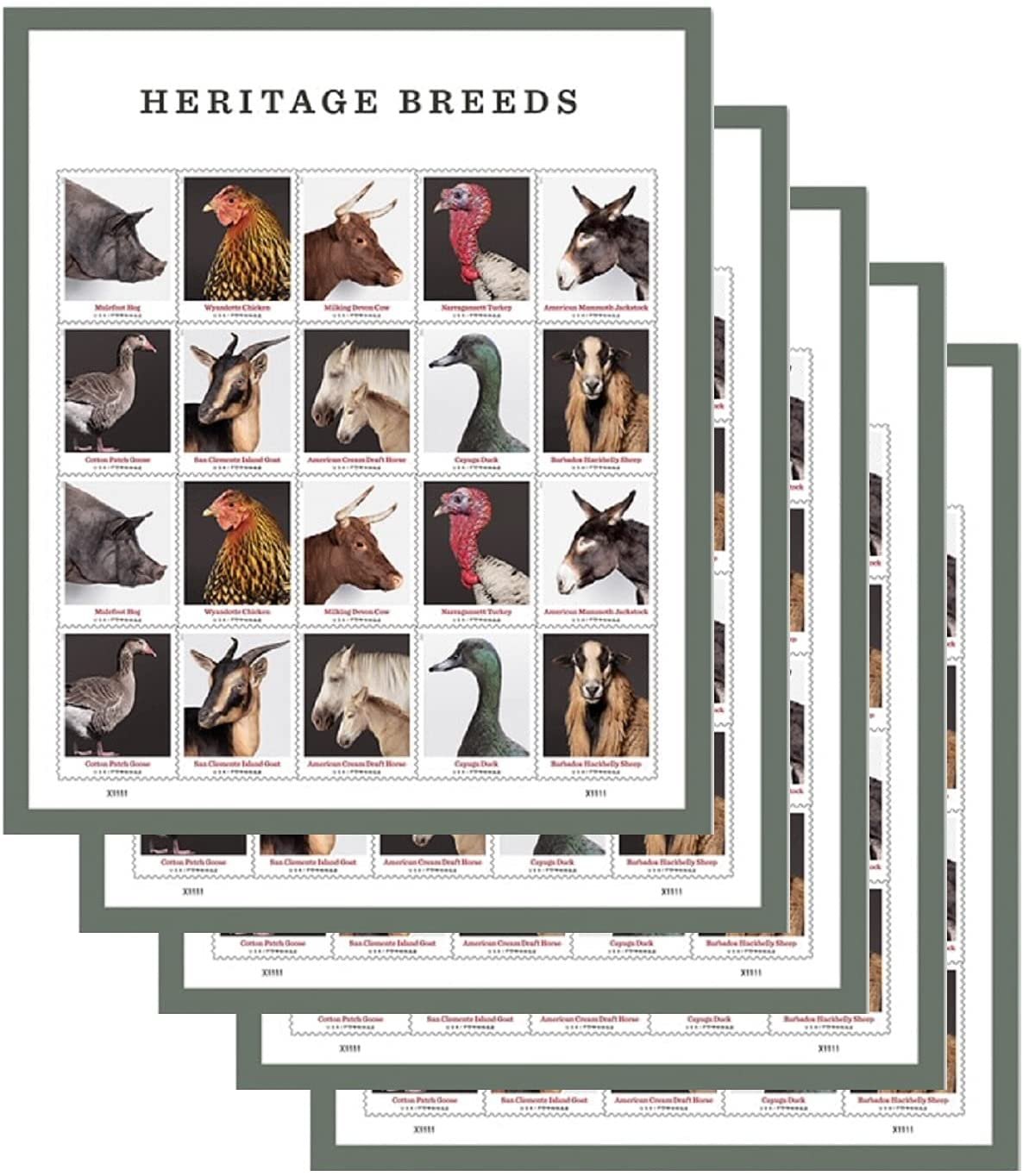 U.S. Potage Stamps Featuring Heritage Breeds - pre-Industrial Breeds of Farm Animals