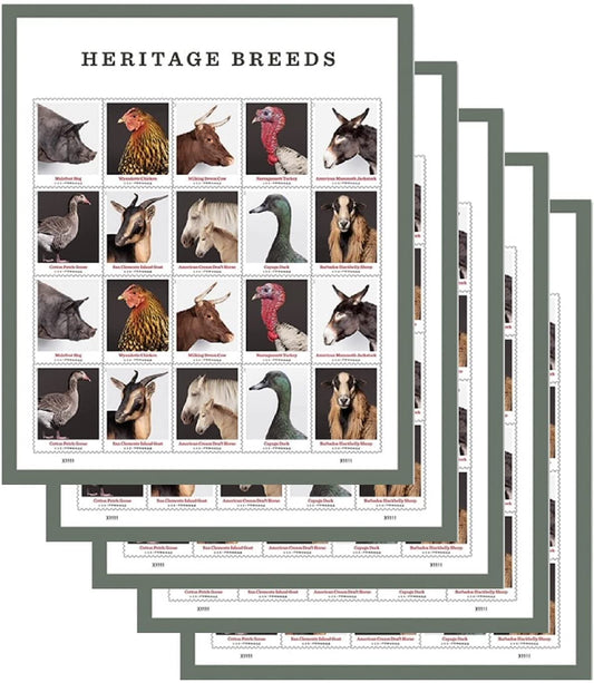 U.S. Potage Stamps Featuring Heritage Breeds - pre-Industrial Breeds of Farm Animals