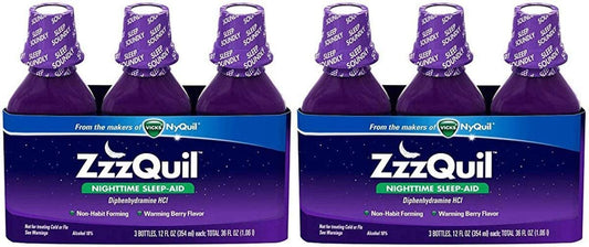 ZzzQuil vbn Nighttime Sleep-Aid - Berry Flavor, 2 Pack of 3 (12 fl. Oz)
