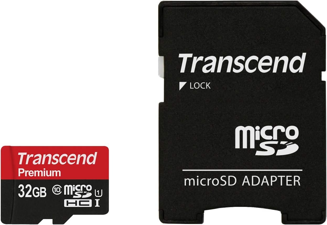 Transcend 32GB microSDHC Class10 Uhs-1 Memory Card with Adapter 60 MB/S (TS32GUSDU1)