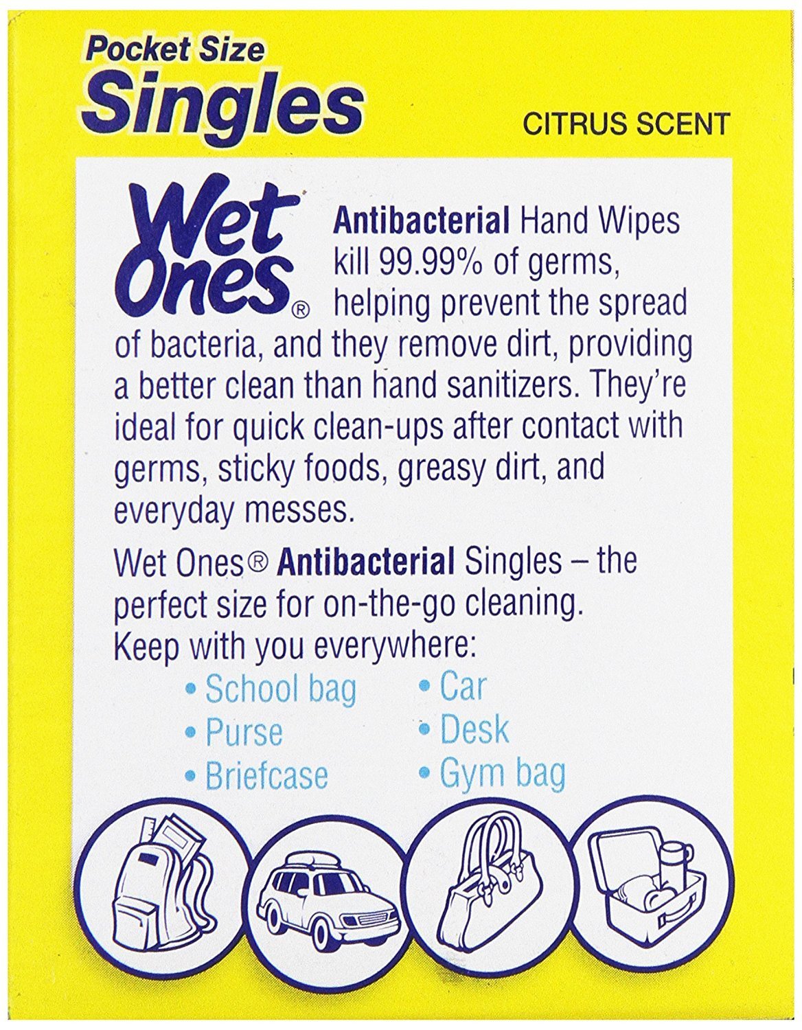 WET ONES Moist Towelette Antibacterial Citrus Singles 24 ea (Pack of 2)