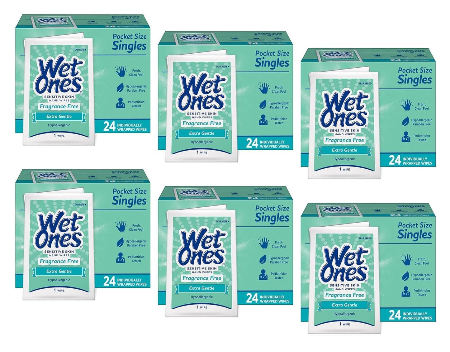 WET ONES Sensitive Skin Hand Wipes, Singles Extra Gentle Fragrance & Alcohol Free 24 ea