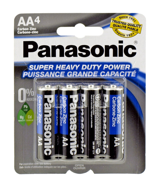 4pc Panasonic AA Batteries Super Heavy Duty Power Carbon Zinc Double A Battery 1.5v