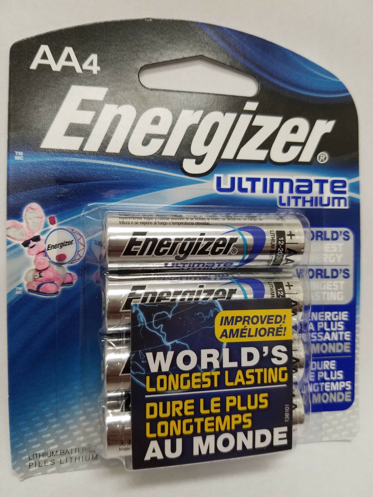 4 AA Energizer Ultimate Lithium Battery L91BP-4 Exp. 2036 - 1.5v New - Sealed