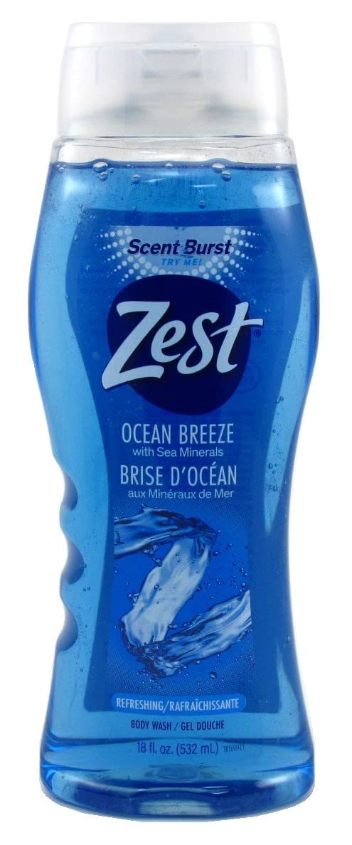 Zest Body Wash Ocean Breeze Invigorating 18 Ounce (532ml) (Pack of 2)