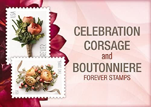 USPS Forever Stamp: Celebration Corsage and Boutonniere Combination Package (1 Sheet of Each)