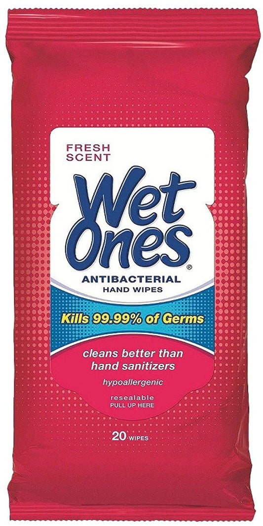 WET ONES Antibacterial Hand Wipes, Fresh Scent 20 ea (Pack of 7)