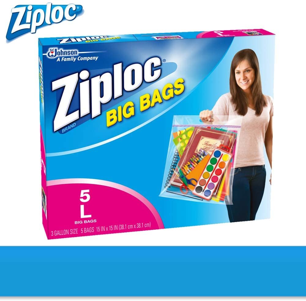 Ziploc Big Bag Double Zipper, Large, 5 Count