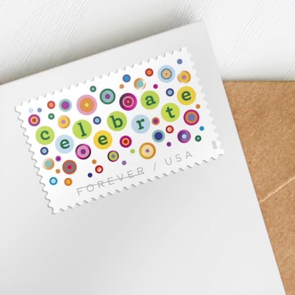US Postal Let's Celebrate Forever First Class Postage Mailing Stamps for Invitation Wedding Celebration Party Love Valentines Graduation Announcement RSVP Scott 5434 (3 Sheet of 20) - TZ Envelope