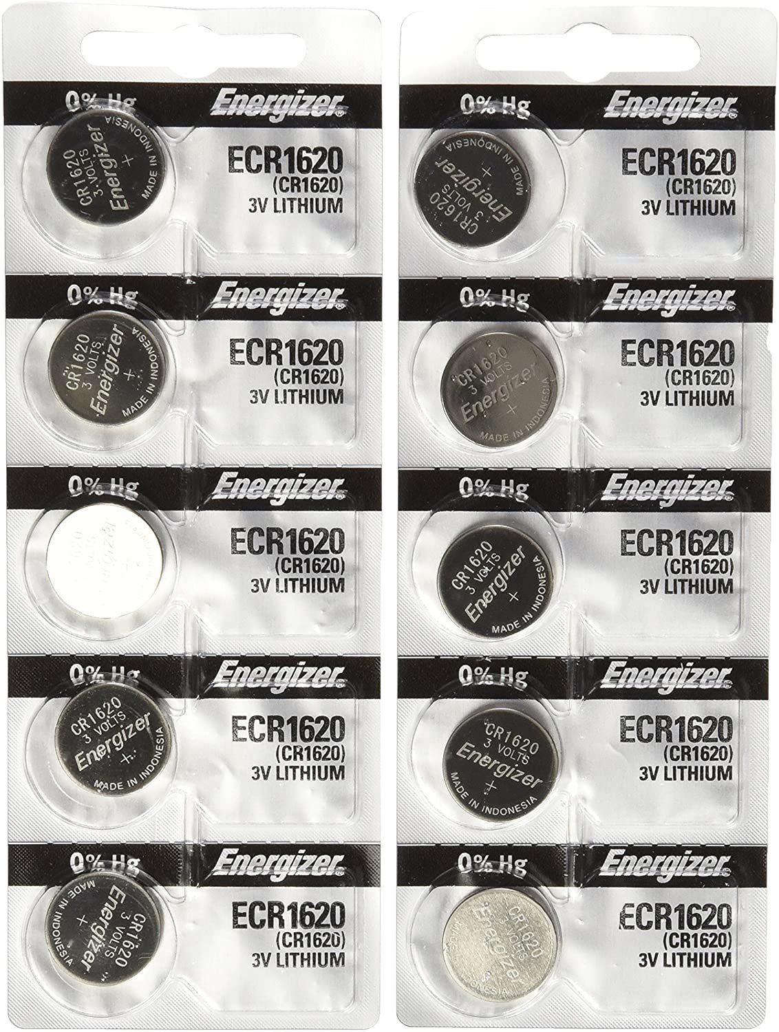 10 Energizer CR1620 Lithium Batteries