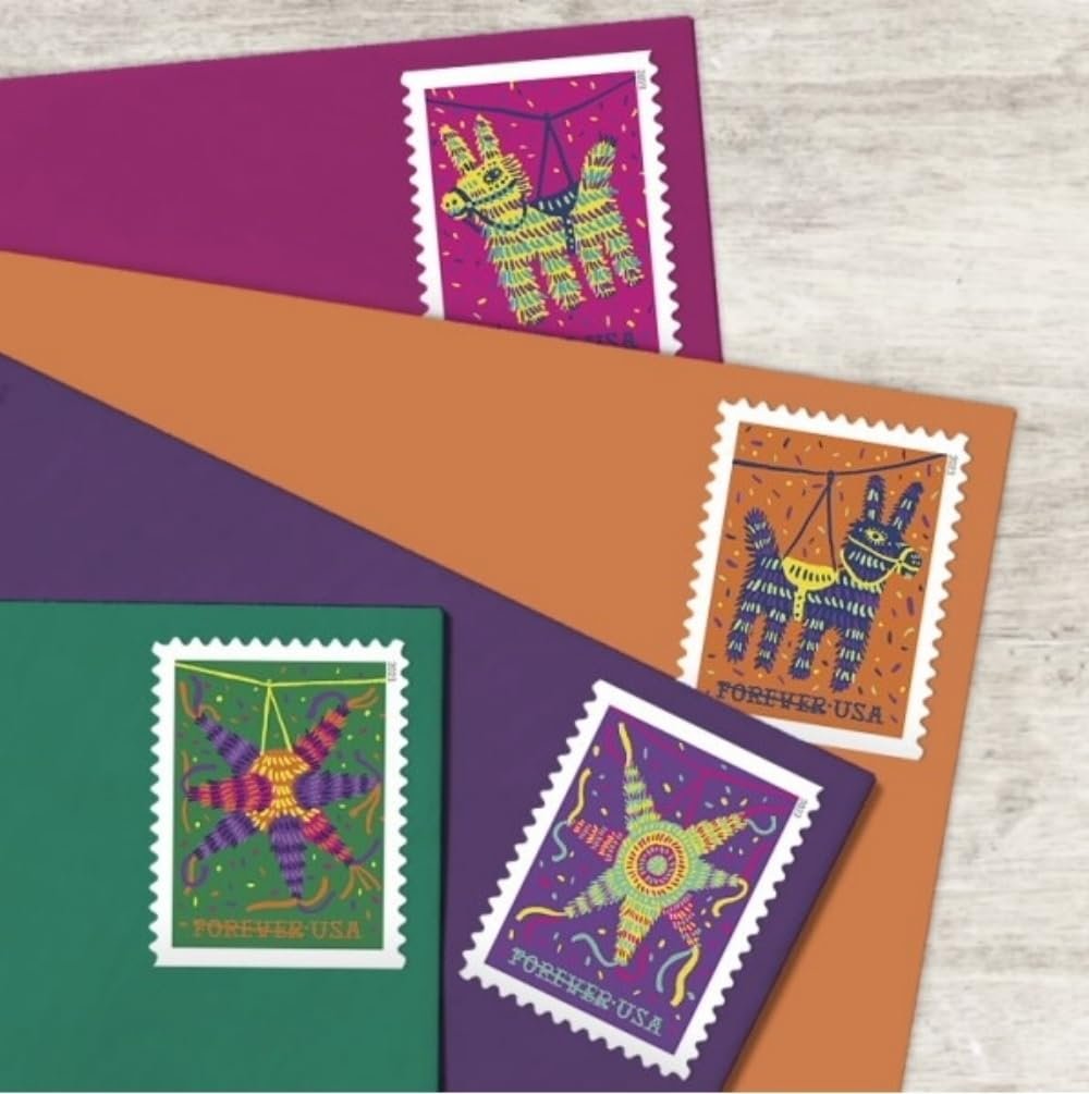 USPS Pinatas (5 Booklets of 20) Forever Postage Stamps Celebrate Hispanic Heritage Latino Festive Celebration Party 2023 Scott #5812-5815