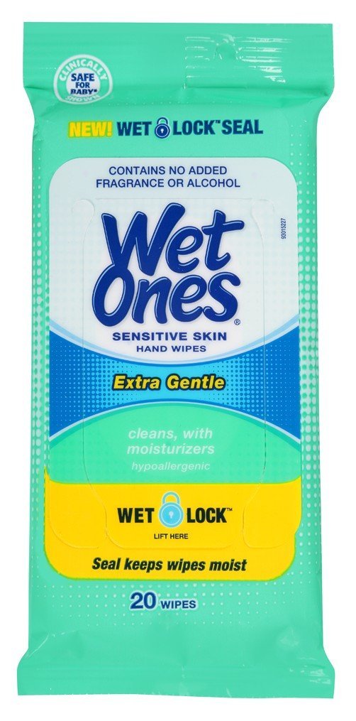 Wet Ones Anti-Bacterial Hand Wipes 20 Count (10 Pieces) Extra-Gentle