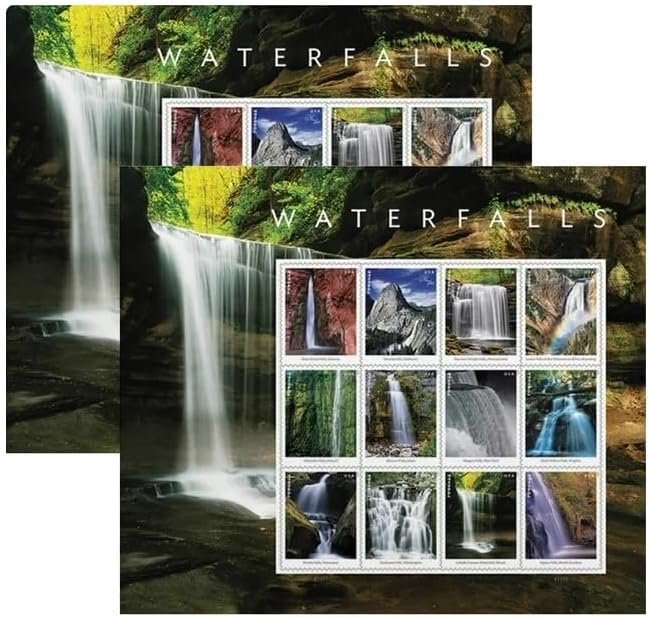 Waterfalls (Sheet of 12) Postage Forever Stamps US Postal First Class Nature Rock River Park Party Announcement Celebration Anniversary Wedding 2023 Scott #5801