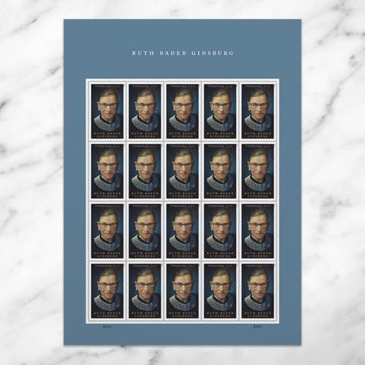 United States Postal Service Sheet of 20 First Class Postage Stamps for Ruth Bader Ginsburg