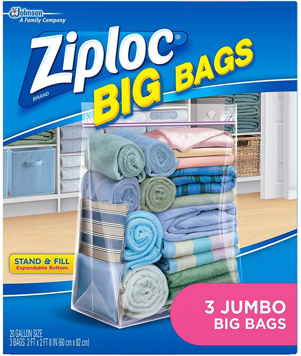Ziploc Jumbo Big Bags 3 ea (Pack - 4)