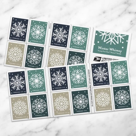 United States Postal Service Winter Whimsy First Class Postage Stamps (5 Booklets, 100 Stamps)