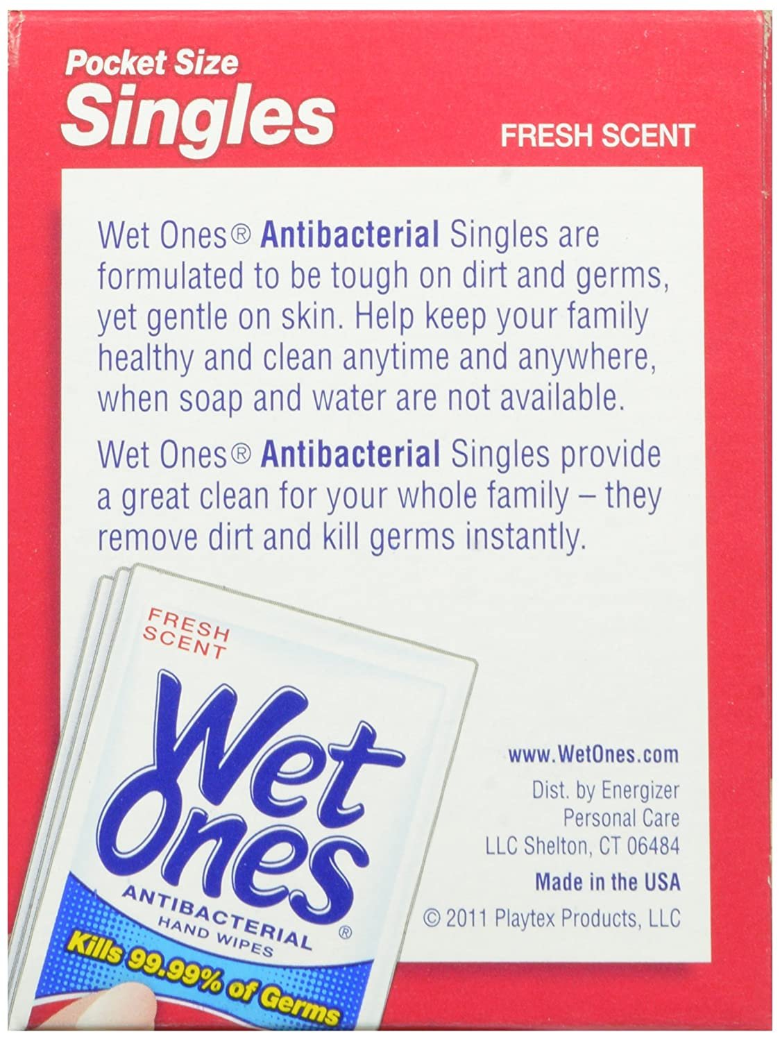 Wet Ones Wet-4721 Antibacterial Hand and Face Wipes Singles, 24-Count (Pack of 5)