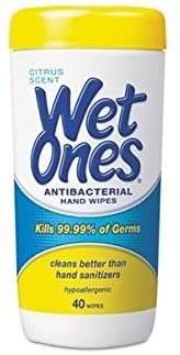 Wet Ones Moist towelette, Antibacterial, Citrus, Canister, 40Count