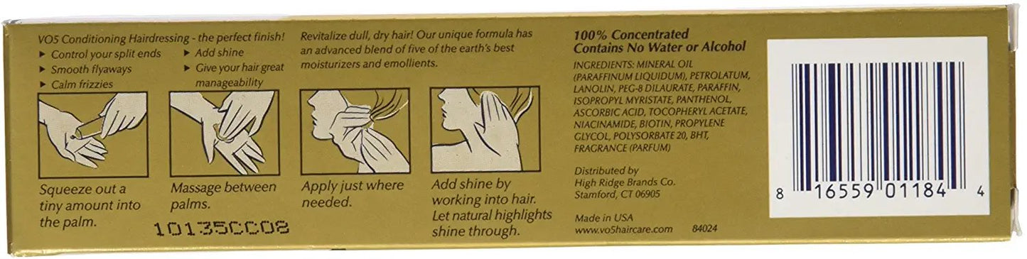VO5 Cond Hairdressing NORM/DRY 1.5 OZ (Pack of 4)