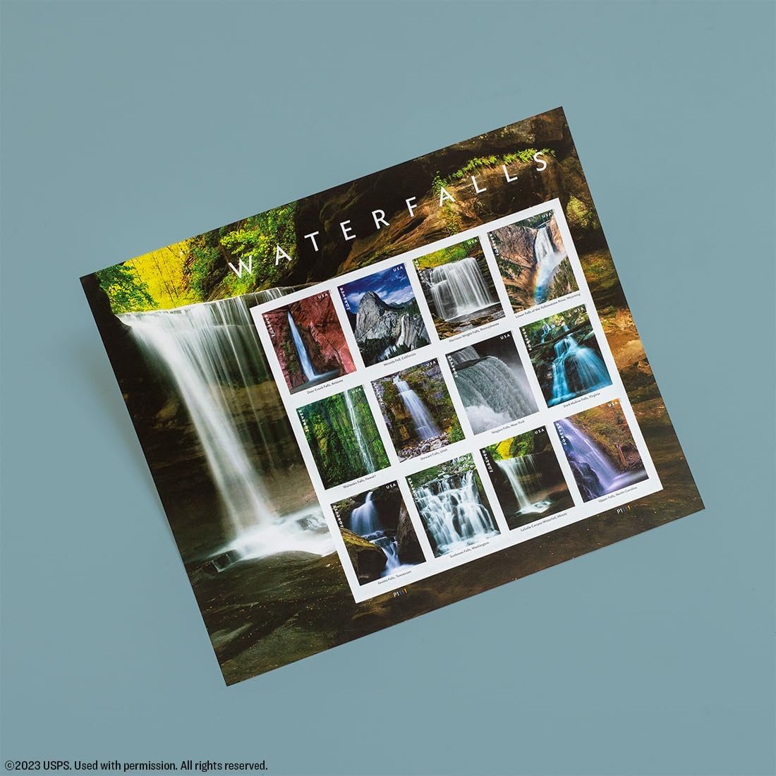 Waterfalls (Sheet of 12) Postage Forever Stamps US Postal First Class Nature Rock River Park Party Announcement Celebration Anniversary Wedding 2023 Scott #5801