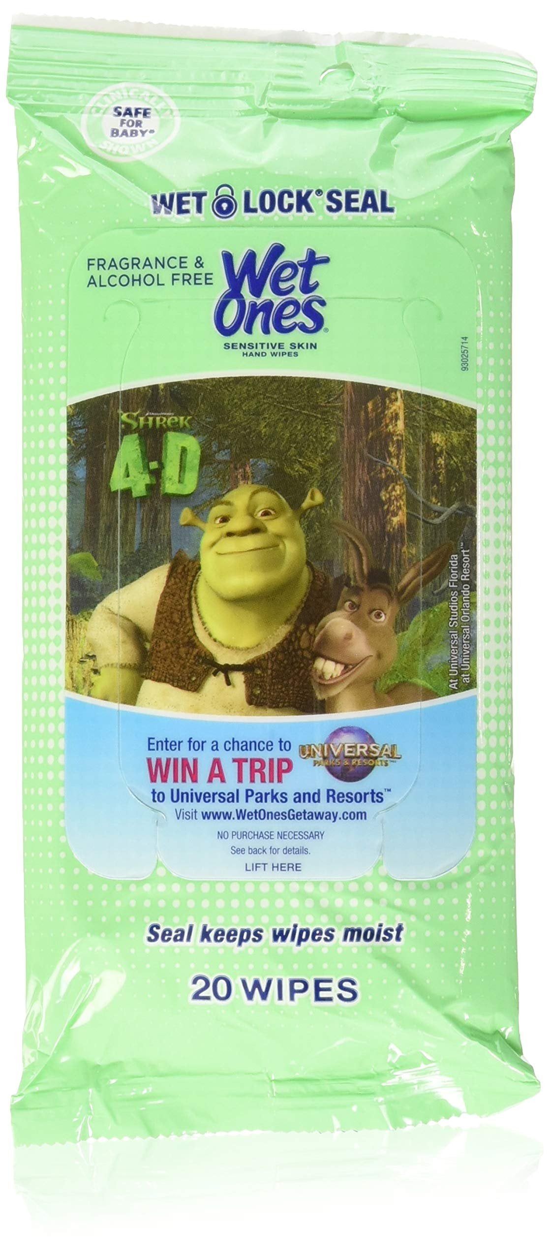 Wet Ones Sensitive Skin Hands & Face Wipes, 20 Count Travel Pack (Pack of 10) 200 Wipes Total