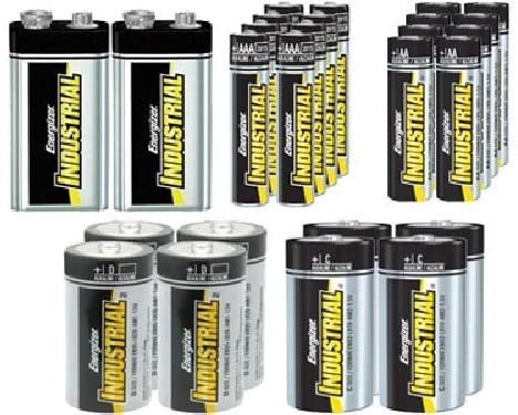 8 AA + 8 AAA + 4 C + 4 D + 2 9 Volt Energizer Industrial Alkaline Battery Combo