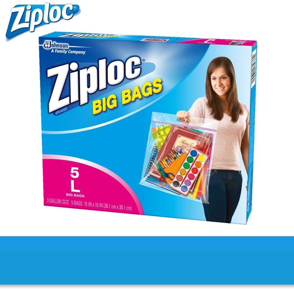 Ziploc Big Bag Double Zipper, Large, 5 Count