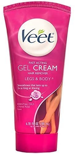 Veet Fast Acting Gel Cream Hair Remover - Legs and Body - Essential Oils and Velvet Rose Scent - 6.78 oz (200 ml)