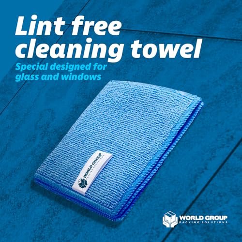 World Group Packing Solutions Glass Cleaner Foam, Foaming Action & Spray, 19oz - 2 Pack - Clean Fresh Scent - Bundled With 2 Microfiber Rags