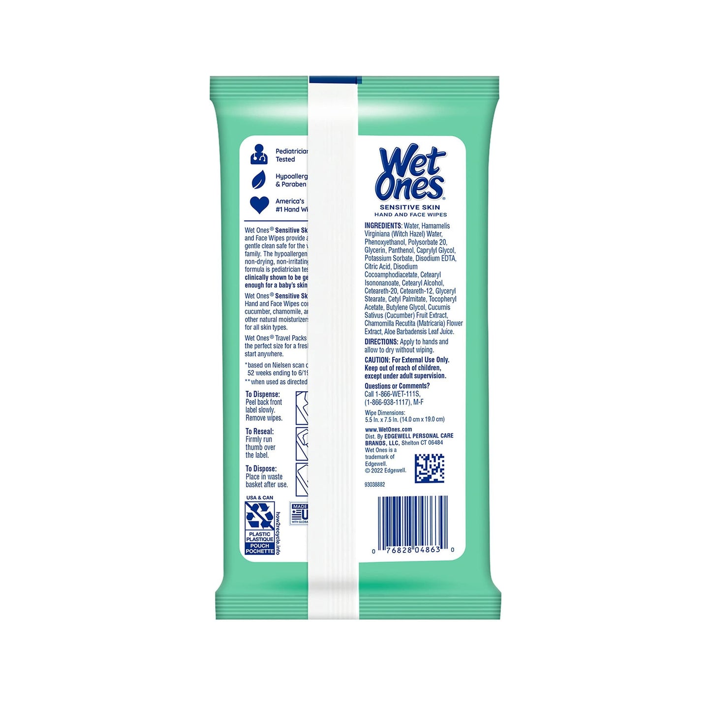 Wet Ones Hand Wipes for Sensitive Skin, (Pack Of 30), 600 Count