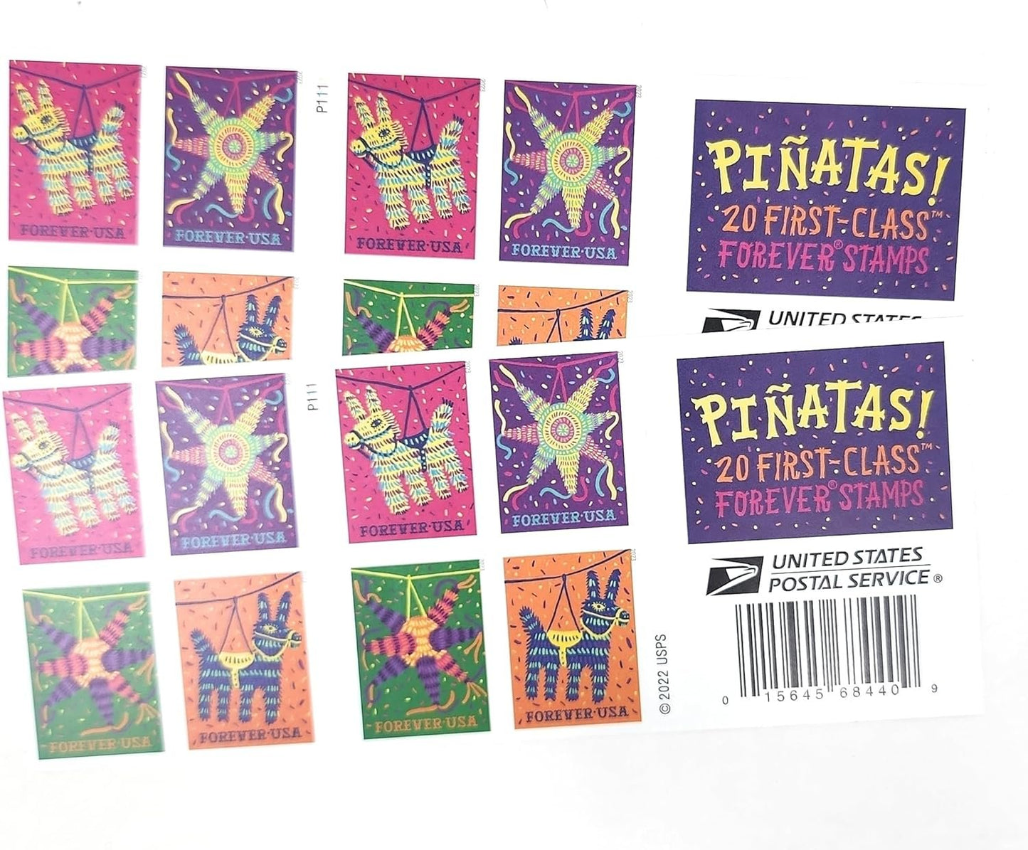USPS Pinatas (5 Booklets of 20) Forever Postage Stamps Celebrate Hispanic Heritage Latino Festive Celebration Party 2023 Scott #5812-5815