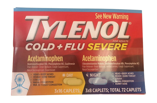 Tylenol Cold and Flu Severe Day and Night - 3 pack (Total 72 Caplets)