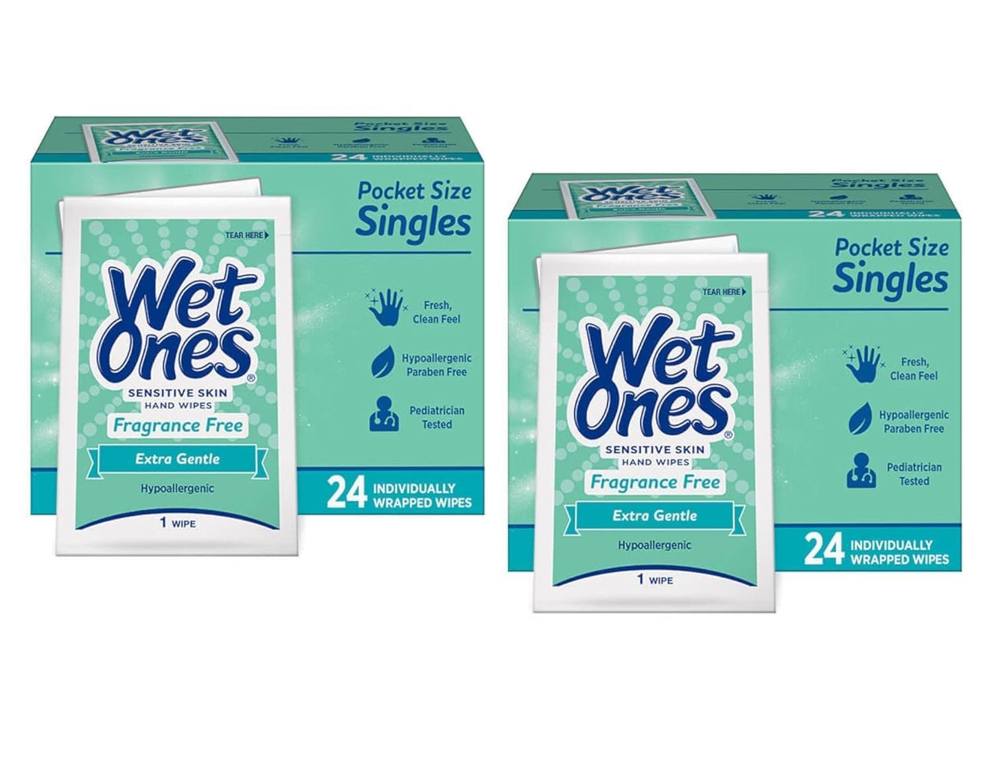 WET ONES Sensitive Skin Hand Wipes, Singles Extra Gentle Fragrance & Alcohol Free 24 ea