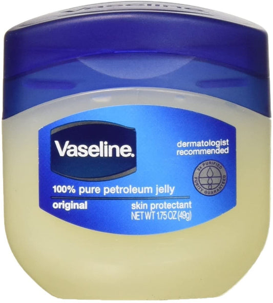 Vaseline 100% Pure Petroleum Jelly Original Skin Protectant, 1.75 OZ Travel Size (Pack of 3)